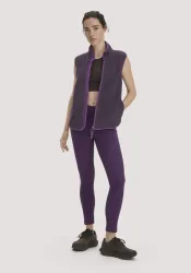 hessnatur Loungewear Leggings Medium Cut ACTIVE FUNCTIONAL aus Bio-Merinowolle und Bio-Baumwolle - lila - Größe XL