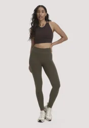 hessnatur Loungewear Leggings Medium Cut ACTIVE LIGHT aus Bio-Baumwolle - grün - Größe L/l