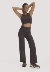 hessnatur Loungewear Hose Wide Leg ACTIVE COMFORT aus Bio-Baumwolle - braun - Größe M