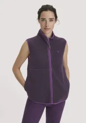 hessnatur Loungewear Fleece Weste Regular ACTIVE LIGHT aus Bio-Baumwolle - lila - Größe S