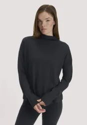 hessnatur Loungewear Longsleeve Merino ACTIVE WOOL - schwarz - Größe L