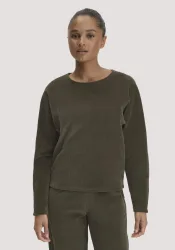 hessnatur Loungewear Longsleeve Oversized aus Bio-Baumwolle - grün - Größe M
