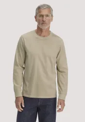 hessnatur Herren Heavy Jersey Longsleeve Relaxed aus Bio-Baumwolle - beige - Größe 46