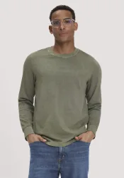 hessnatur Herren Heavy Jersey Longsleeve Relaxed aus Bio-Baumwolle - grün - Größe 46