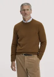 hessnatur Herren Strick Pullover Regular aus Bio-Merinowolle mit Bio-Baumwolle - braun GrösseXXL