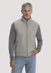 hessnatur Herren Wollfleece Weste Regular aus Bio-Merinowolle - grau - Größe 48