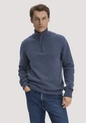 hessnatur Herren Strick Troyer Regular aus Bio-Merinowolle mit Bio-Baumwolle - blau GrösseM
