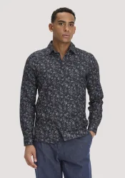 hessnatur Herren Print Hemd Regular aus Bio-Baumwolle - blau - Größe S (37/38)
