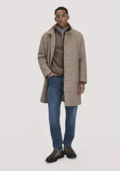 hessnatur Herren Rhön Mantel Regular aus regionaler Schurwolle - beige - Größe 50