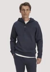 hessnatur Herren Sweat Hoodie Regular aus Bio-Baumwolle mit recycelter Baumwolle - blau - Größe L
