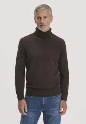 hessnatur Herren Rollkragen-Pullover Regular aus Bio-Merinowolle und Bio-Baumwolle - braun - Größe XL