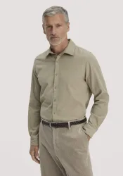 hessnatur Herren Cord Hemd Regular - beige - Größe L (41/42)