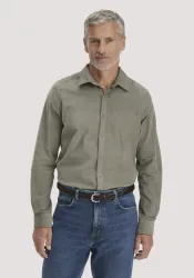 hessnatur Herren Cord Hemd Regular - grün - Größe M (39/40)