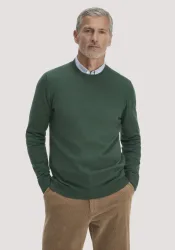 hessnatur Herren Pullover Regular aus Bio-Merinowolle - grün - Größe S