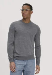 hessnatur Herren Pullover Regular aus Bio-Merinowolle - grau - Größe S