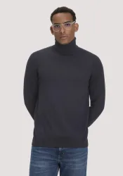 hessnatur Herren Rollkragenpullover Regular aus Bio-Merinowolle - blau - Größe XXL