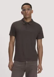 hessnatur Herren Wollshirt Polo Regular aus Bio-Merinowolle - braun - Größe 52