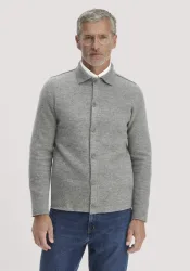hessnatur Herren Strickjacke Regular aus Bio-Merinowolle - grau - Größe S