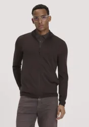 hessnatur Herren Strickjacke Regular aus Bio-Merinowolle - braun - Größe S