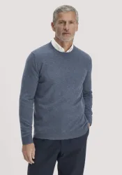 hessnatur Herren Strickpullover Regular BETTER RECYCLING mit recyceltem Cashmere - blau - Größe S
