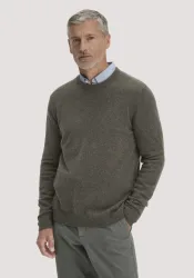 hessnatur Herren Strickpullover Regular BETTER RECYCLING mit recyceltem Cashmere - grün - Größe L