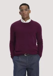 hessnatur Herren Strickpullover Regular BETTER RECYCLING mit recyceltem Cashmere - rot - Größe S
