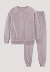 hessnatur Kinder  Frottee Pyjama aus Bio-Baumwolle - rosa - Größe 134/140