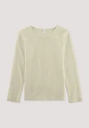 hessnatur Kinder  Langarmshirt aus Bio-Merinowolle mit Seide - natur - Größe 122/128