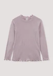 hessnatur Kinder  Pointelle Langarmshirt aus Bio-Merinowolle - rosa - Größe 122/128