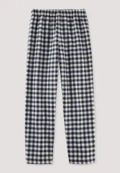 hessnatur Kinder  Flanell Hose aus Bio-Baumwolle mit TENCEL? Lyocell - blau - Größe 122/128