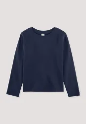 hessnatur Kinder  Langarmshirt aus Bio-Baumwolle - blau - Größe 122/128