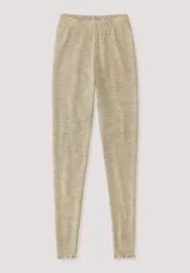 hessnatur Kinder  Leggings Pointelle aus Bio-Merinowolle - beige - Größe 110/116