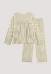 hessnatur Kinder  Pyjama Regular aus Bio-Baumwolle - natur - Größe 134/140