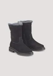 hessnatur Damen Winter-Stiefelette aus Rindsleder mit Schaffell-Futter - schwarz Grösse40