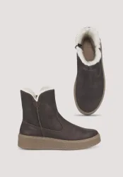 hessnatur Damen Winter-Boot aus Rindsnubukleder - braun - Größe 37