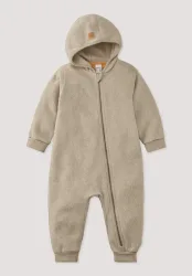 hessnatur Baby Softfleece Overall aus Bio-Baumwolle - beige - Größe 62/68