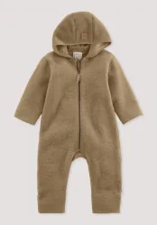 hessnatur Baby Wollfleece Overall aus Bio-Merinowolle - braun - Größe 50/56