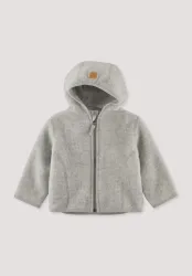 hessnatur Baby Wollfleece Jacke aus Bio-Merinowolle - grau - Größe 98/104
