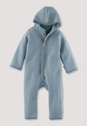 hessnatur Baby Wollwalk Overall aus Bio-Merinowolle - blau - Größe 74/80