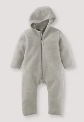 hessnatur Baby Wollfleece Overall aus Bio-Merinowolle - grau - Größe 74/80