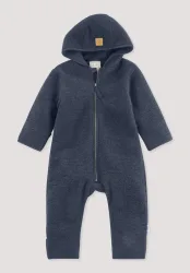 hessnatur Baby Wollfleece Overall aus Bio-Merinowolle - blau - Größe 62/68