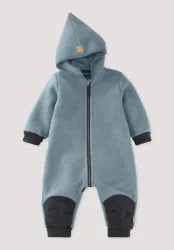 hessnatur Baby Wollwalk Overall aus Bio-Merinowolle mit Softshell - blau - Größe 98/104
