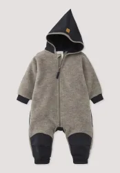 hessnatur Baby Wollfleece Overall aus Bio-Merinowolle mit Softshell - grau - Größe 86/92