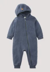hessnatur Baby Softfleece Overall aus Bio-Baumwolle - blau - Größe 74/80