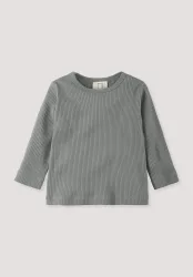 hessnatur Baby Longsleeve aus Bio-Baumwolle mit Bio-Merinowolle - blau - Größe 74/80