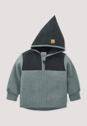 hessnatur Baby Wollwalk Jacke aus Bio-Merinowolle mit Softshell - blau - Größe 74/80