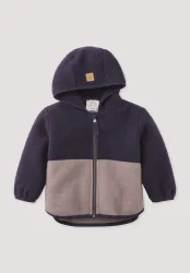 hessnatur Baby Wollfleece Jacke Colourblock aus Bio-Merinowolle - lila Grösse86/92