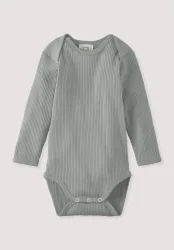 hessnatur Baby Body Langarm aus Bio-Baumwolle mit Bio-Merinowolle - blau - Größe 62/68