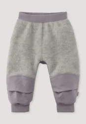hessnatur Baby Wollfleece Hose mit Softshell aus Bio-Merinowolle - grau - Größe 62/68