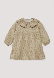 hessnatur Baby Musselin Kleid aus Bio-Baumwolle - beige - Größe 62/68